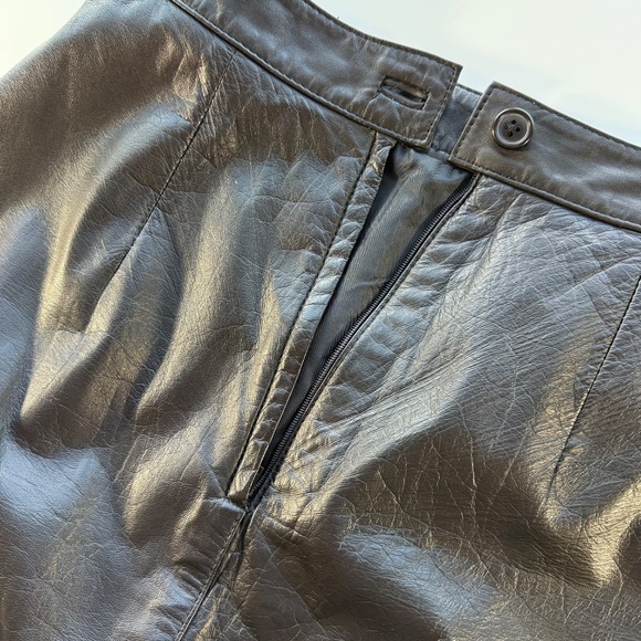 Vintage Bermans Leather Pencil Skirt Black Size 8 - Picture 6 of 7